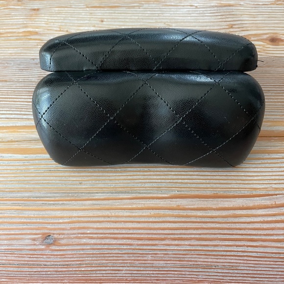 CHANEL Empty Eyewear Case Sunglasses Eyeglasses Black CC Logo In Corner Quilted - Picture 6 of 8